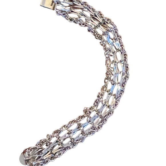 Vintage rhodium plated fancy link charm bracelet JEM Sterling silver 925 - Picture 8 of 8